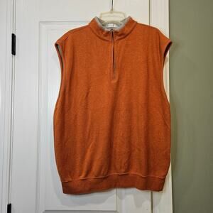 Peter Millar Men's Medium 100% Cotton Quarter Zip‎ Orange Sweater Vest